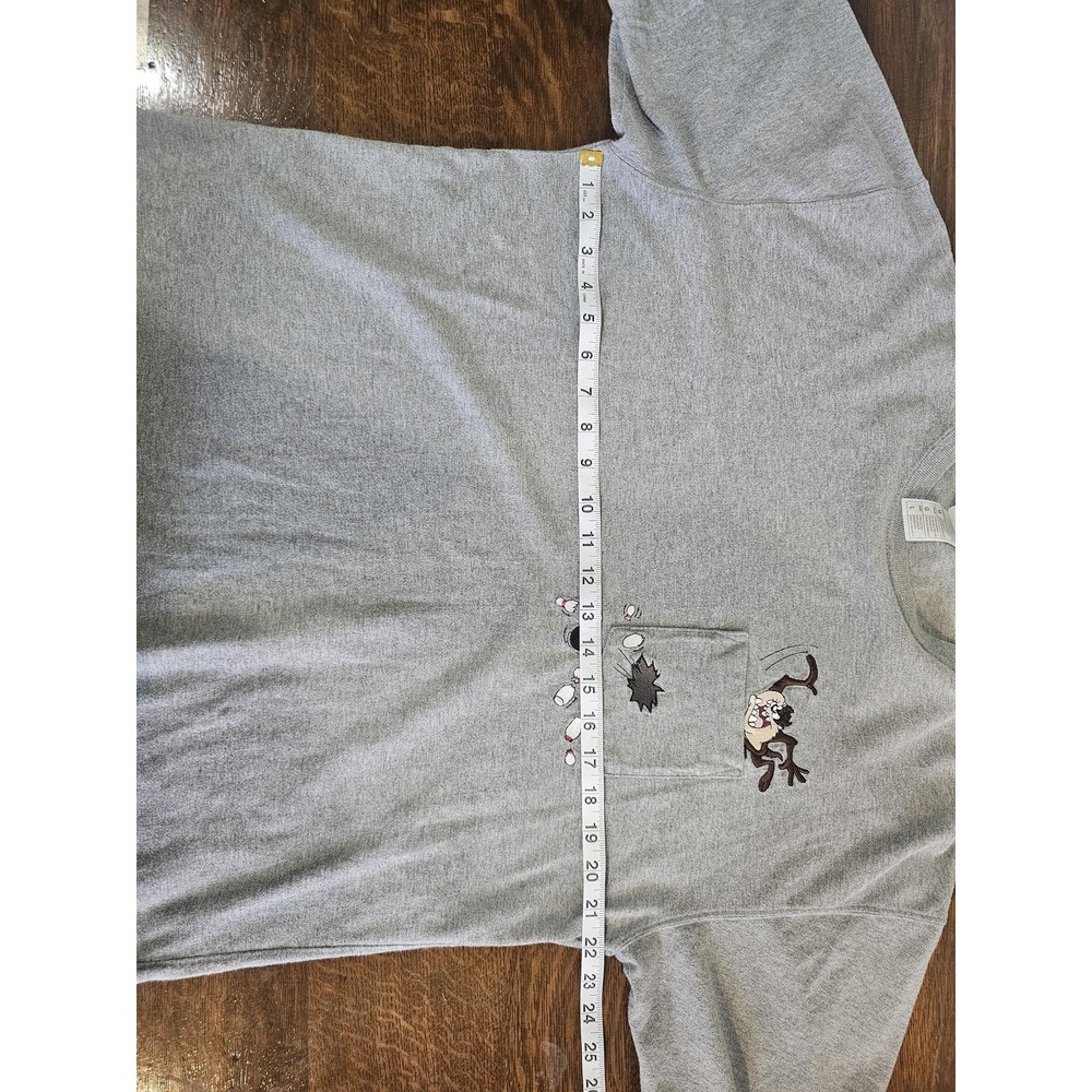 Vintage Looney Tunes Taz Shirt Mens Large Gray Pocket Bowling WB T-Shirt 90s‎ - Picture 4 of 8